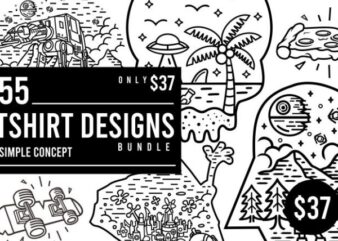 55 tshirt designs bundle simple concept