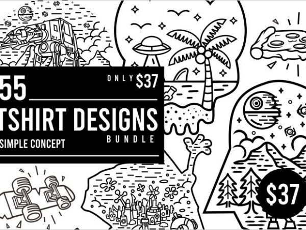 55 tshirt designs bundle simple concept