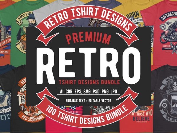 100 Retro T-shirt Designs pack1