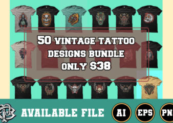 50 vintage tattoo design bundle