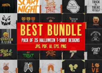 Halloween T shirt Pack of 25 designs ready to print | Commercial use