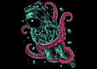 Astronaut Octopus T shirt Design