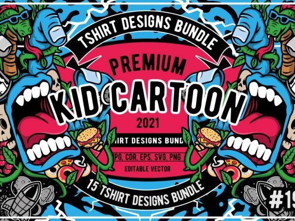 15 Kid Cartoon Tshirt Designs Bundle #19