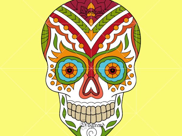 Skull with flower vector, Sugar Skull Svg, Skull Svg, Skull vector, Skull logo, Sugar skull vector, Sugar skull logo, Skull with flower Svg, Skull Tattoos Svg, Halloween, Day of the dead Svg, Calavera Svg, Mandala Skull, Mexican Skull vector.