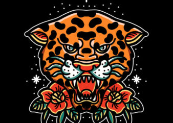 oldschool leopard t shirt design for download