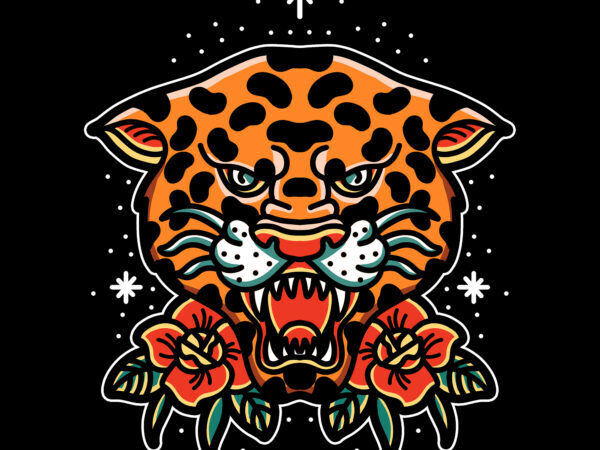 oldschool leopard t shirt design for download