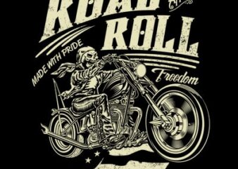 ROAD AND ROLL vector t-shirt design template