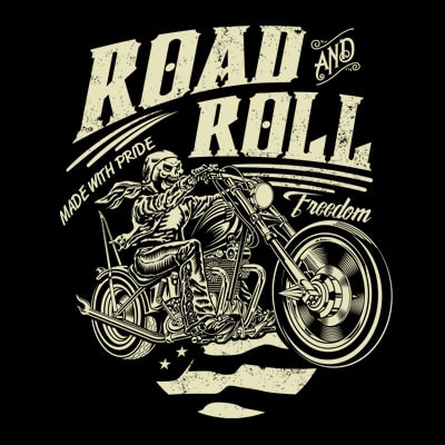 ROAD AND ROLL vector t-shirt design template