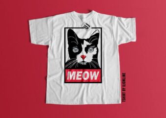 MEOW CAT GRAPHIC t shirt design for purchase