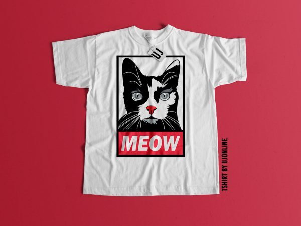 MEOW CAT GRAPHIC t shirt design for purchase