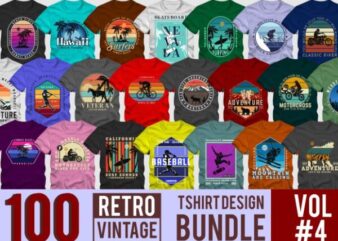 100 retro vintage t shirt design bundle vol 04