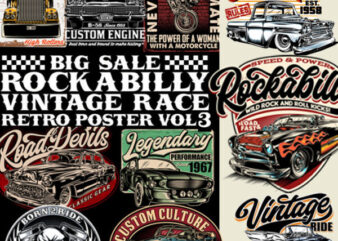 BIG SALE ROCKABILLY, VINTAGE RACE & RETRO POSTERS VOL 3 t shirt template