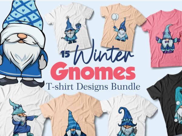 Winter gnomes illustrations bundle, Winter gnome clipart, Cute gnome in snow winter, Gnome vector