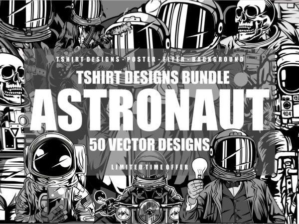 50 Astronaut Tshirt Designs Bundle