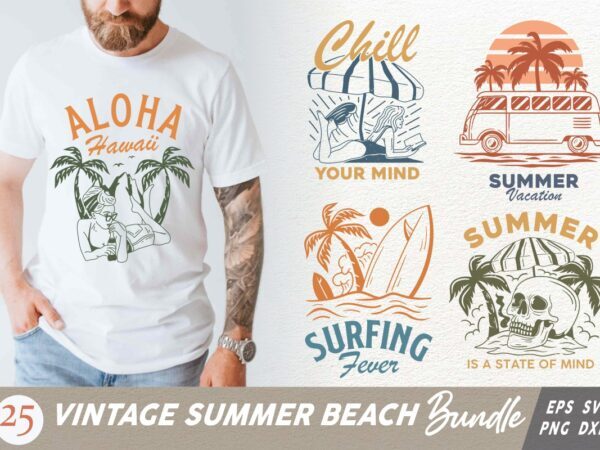 Vintage summer beach t shirt designs bundle, Vintage beach t shirt design, Vintage surfing graphic tee shirt, Surfing Bundle