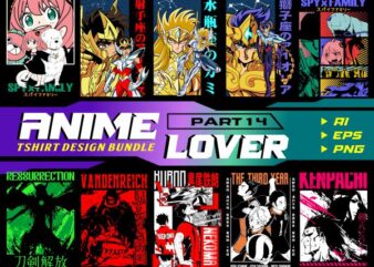 populer anime lover tshirt design bundle illustration part 14