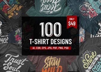 100 T-SHIRT DESIGNS BUNDLE Part 1