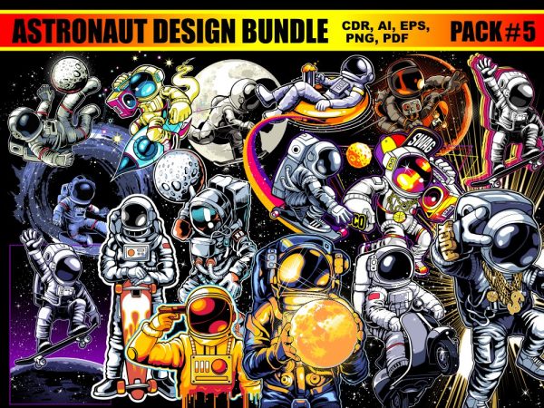 Astronaut T-shirt Designs Bundle Part 5