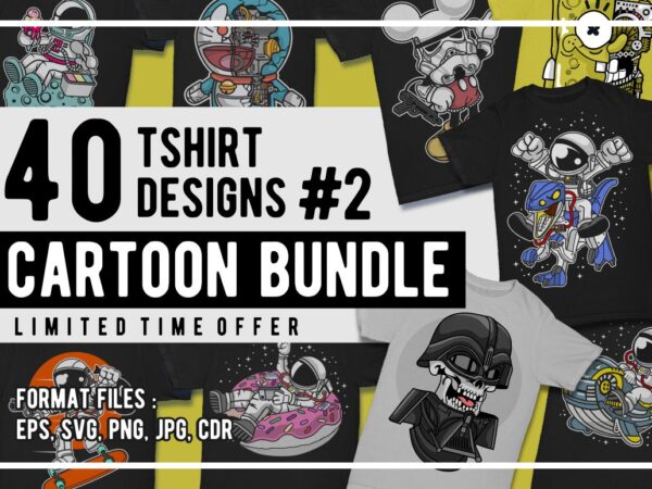 40 cartoon tshirt designs bundle #2