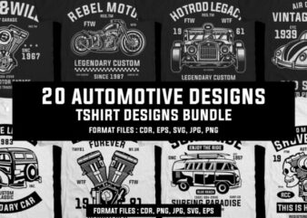 20 automotive tshirt designs bundle