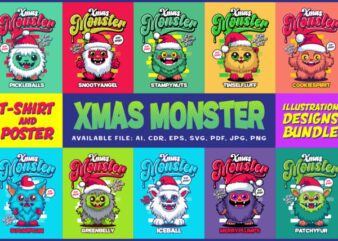 Xmas Monster Illustration Designs Bundle