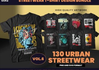 130 Urban Streetwear Designs, T-shirt Design bundle, Streetwear Designs, Aesthetic Design, shirt designs, Graphics shirt, DTF, DTG