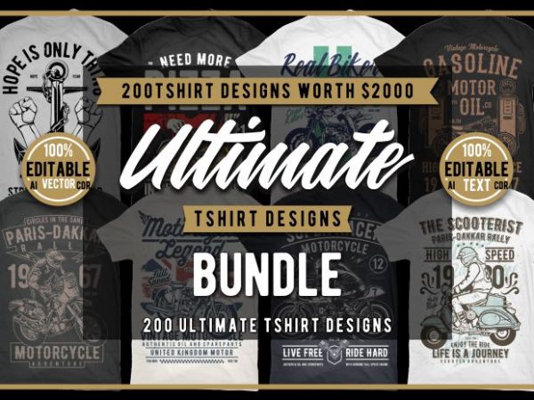 200 Tshirt Ultimate Designs Bundle