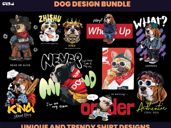 Dogs Designs, T-shirt Design bundle, Streetwear Designs, Aesthetic Design, dog shirt designs, Graphics Tees, DTF, DTG, SVG & PNG Designs