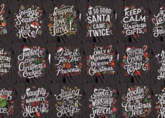 Christmas T-Shirt Design Bundle, Print Ready, Holiday Graphics | Santa-Approved Christmas T-Shirt Bundle, Instant Download, Festive Graphics